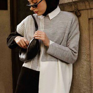 Grey Striped Sweater